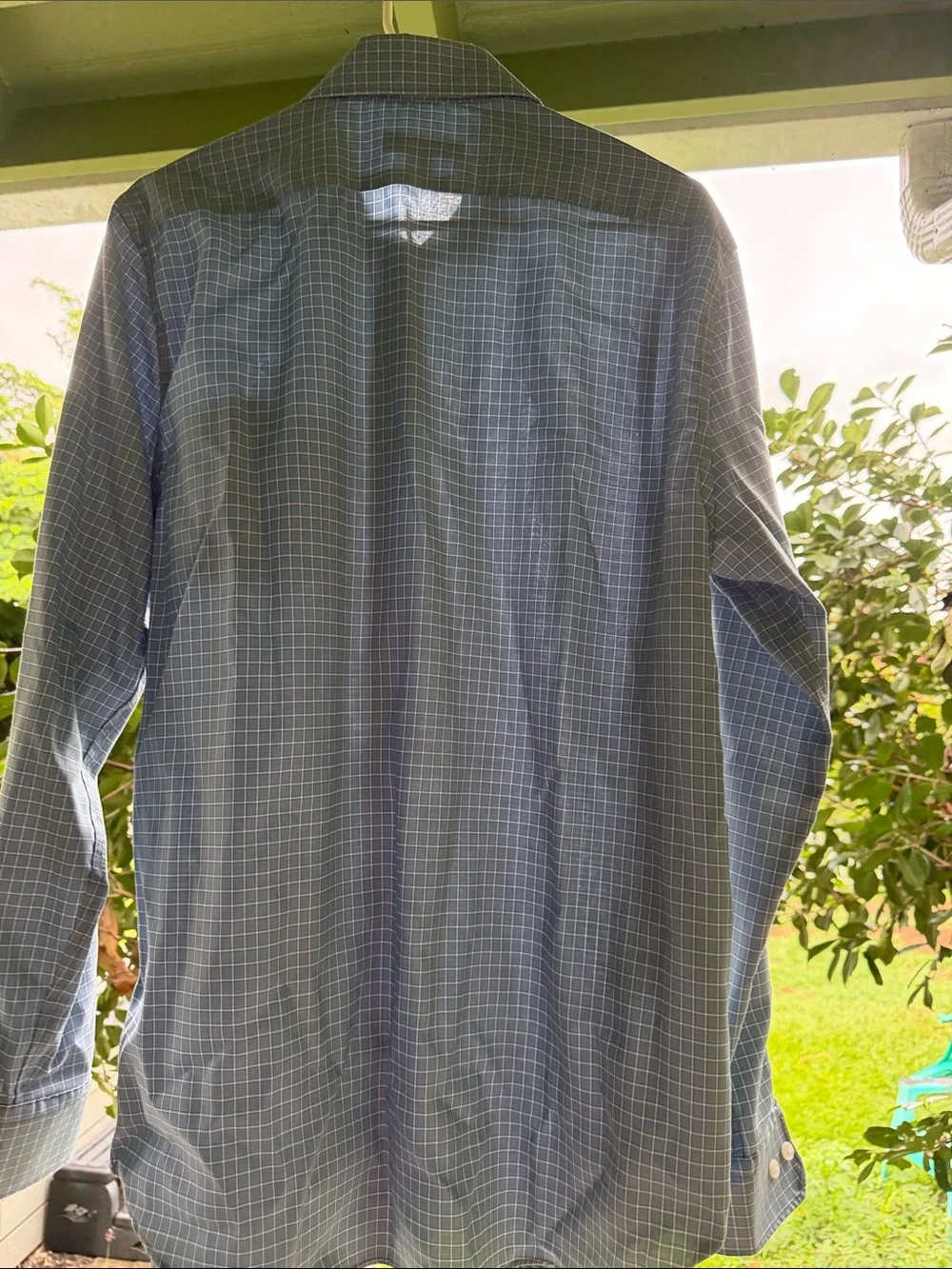 Banana Republic Blue Plaid Button-Down Dress Shirt